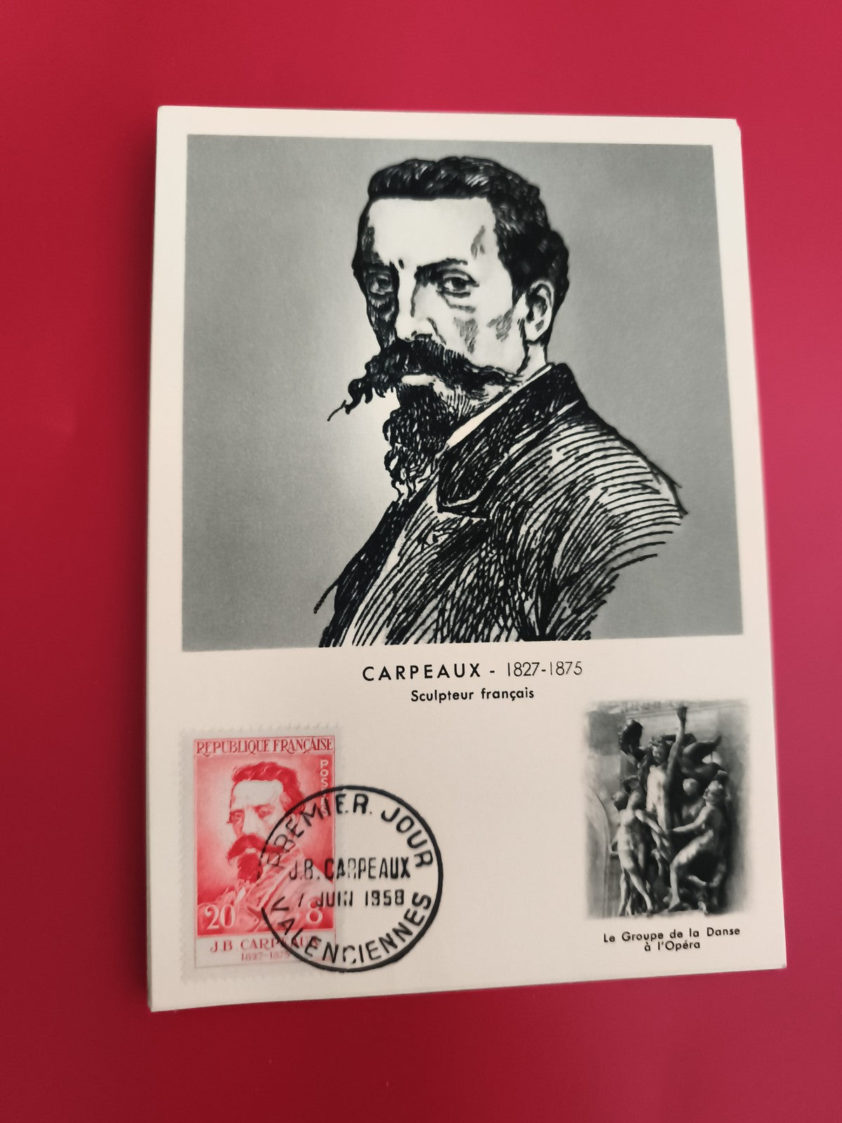 Carte Premier Jour Carpeaux 1958 Valenciennes philatélie timbre France