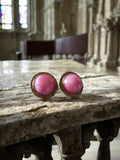 Boucles d’oreilles vintage rondes rose années 60, clip fantaisie rétro