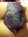 Cravate vintage Errediecidei motif abstrait bleu rouge doré rétro