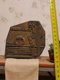 Plaque typographique publicitaire vintage EVERMAN USA vêtement, impression, déco