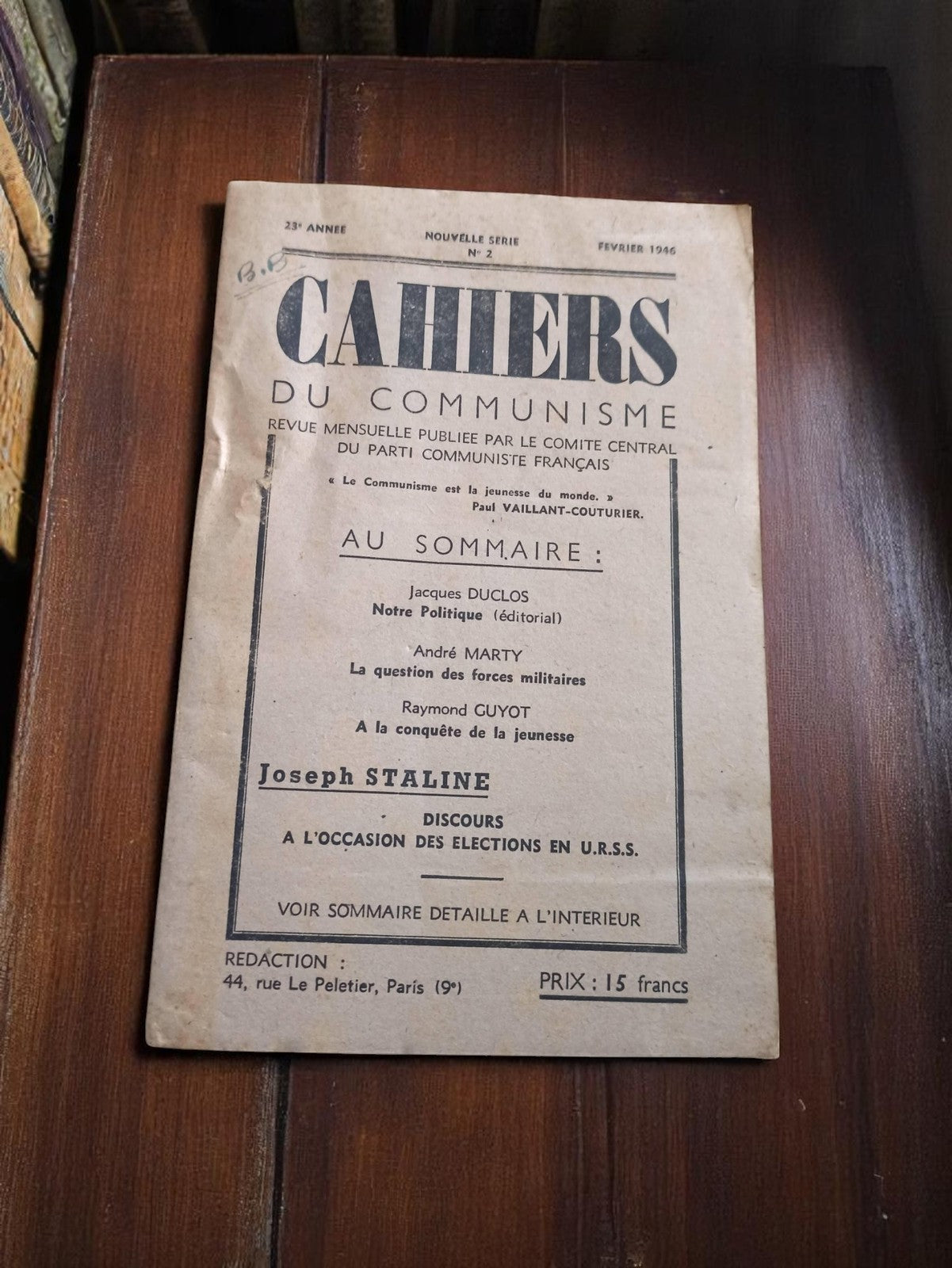 Revue Cahiers du Communisme 1946 PCF, Staline, document historique vintage