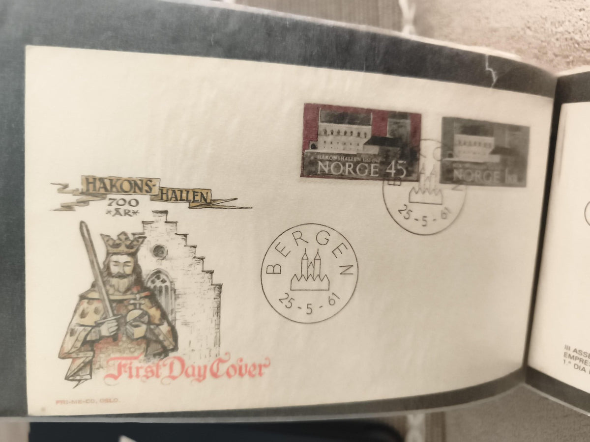 Lettre Premier Jour Norvège 1961 Hakons Hallen Bergen timbres 700 ans philatélie