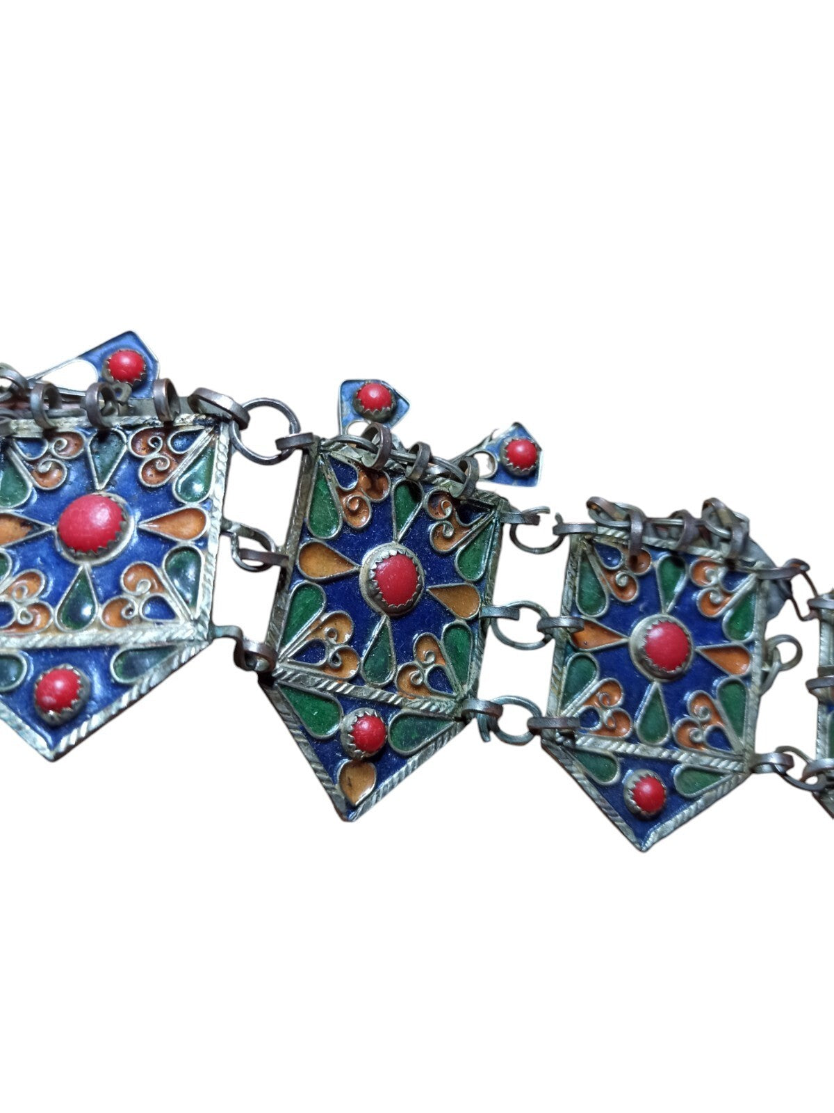 Diadème ancien kabyle berbère émaillé métal, bijou traditionnel vintage