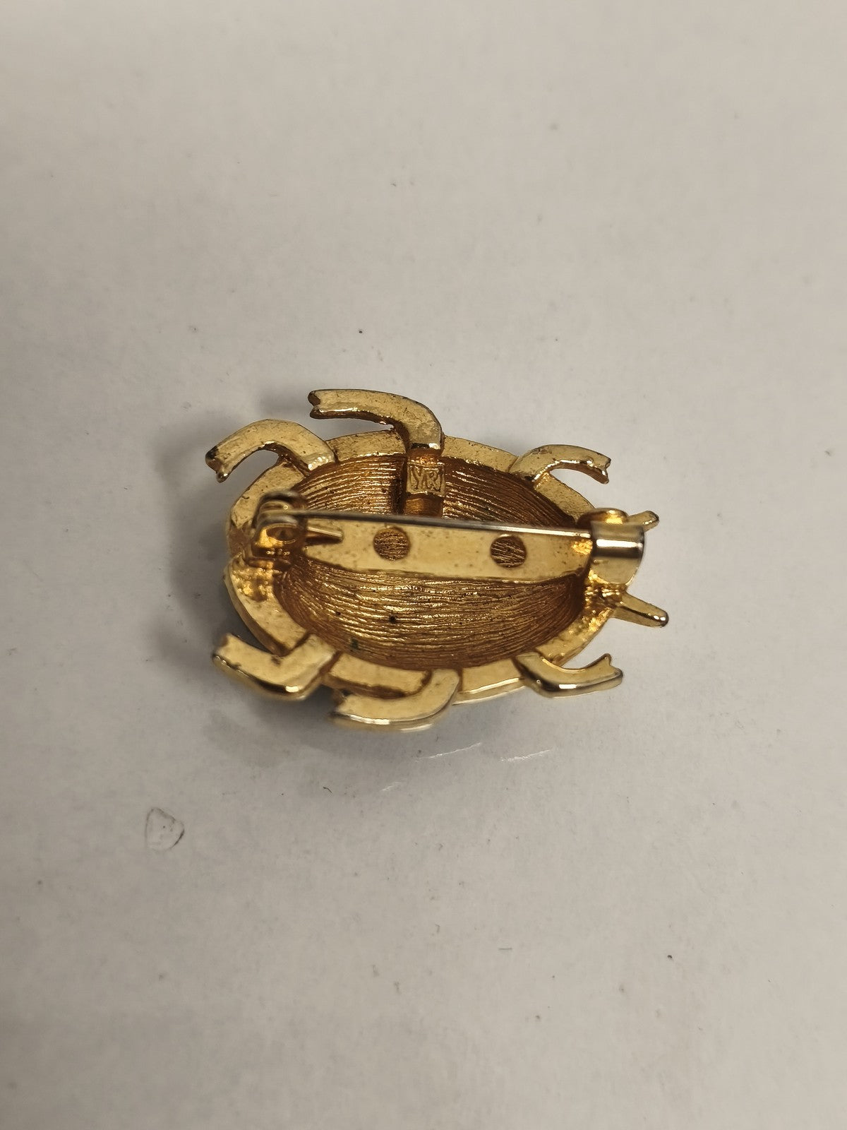 Broche ancienne coccinelle bleu doré, bijou fantaisie vintage, épingle insecte