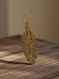 Pendentif plume vintage années 50 métal doré rétro bijou deadstock