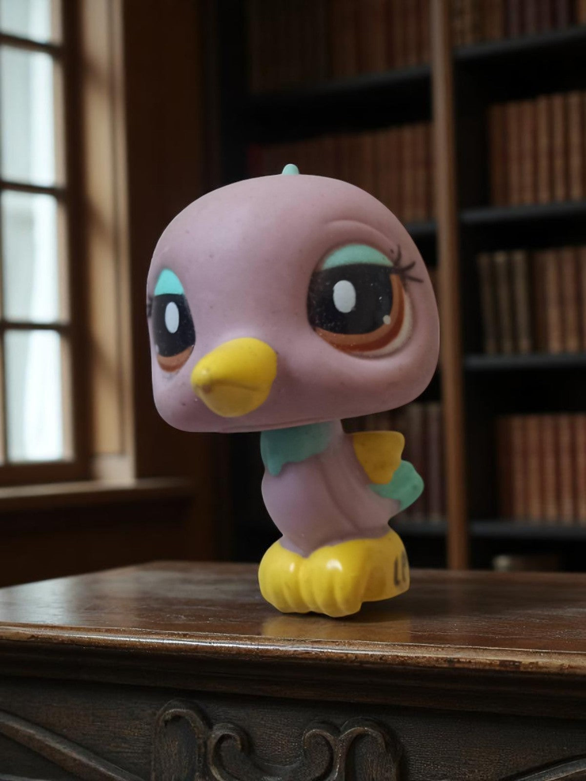 Figurine oiseau Petshop vintage rose jaune violet LPS jouet déco rétro