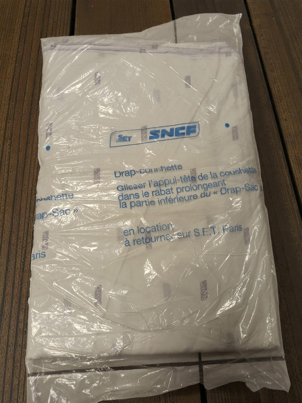 Drap couchette SNCF ancien vintage, linge de lit rétro collection ferroviaire