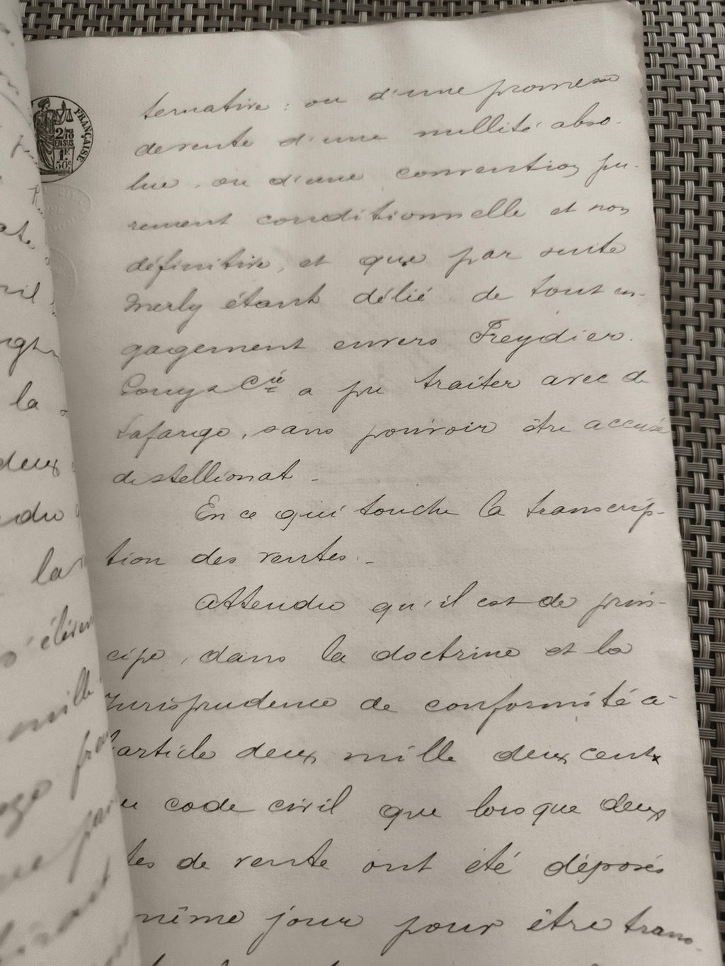 Ancien document manuscrit jugement 19e siècle Lafarge archives justice
