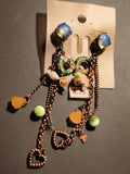 Boucles d'oreilles vintage pendantes cœurs perles émaillées deadstock fantaisie