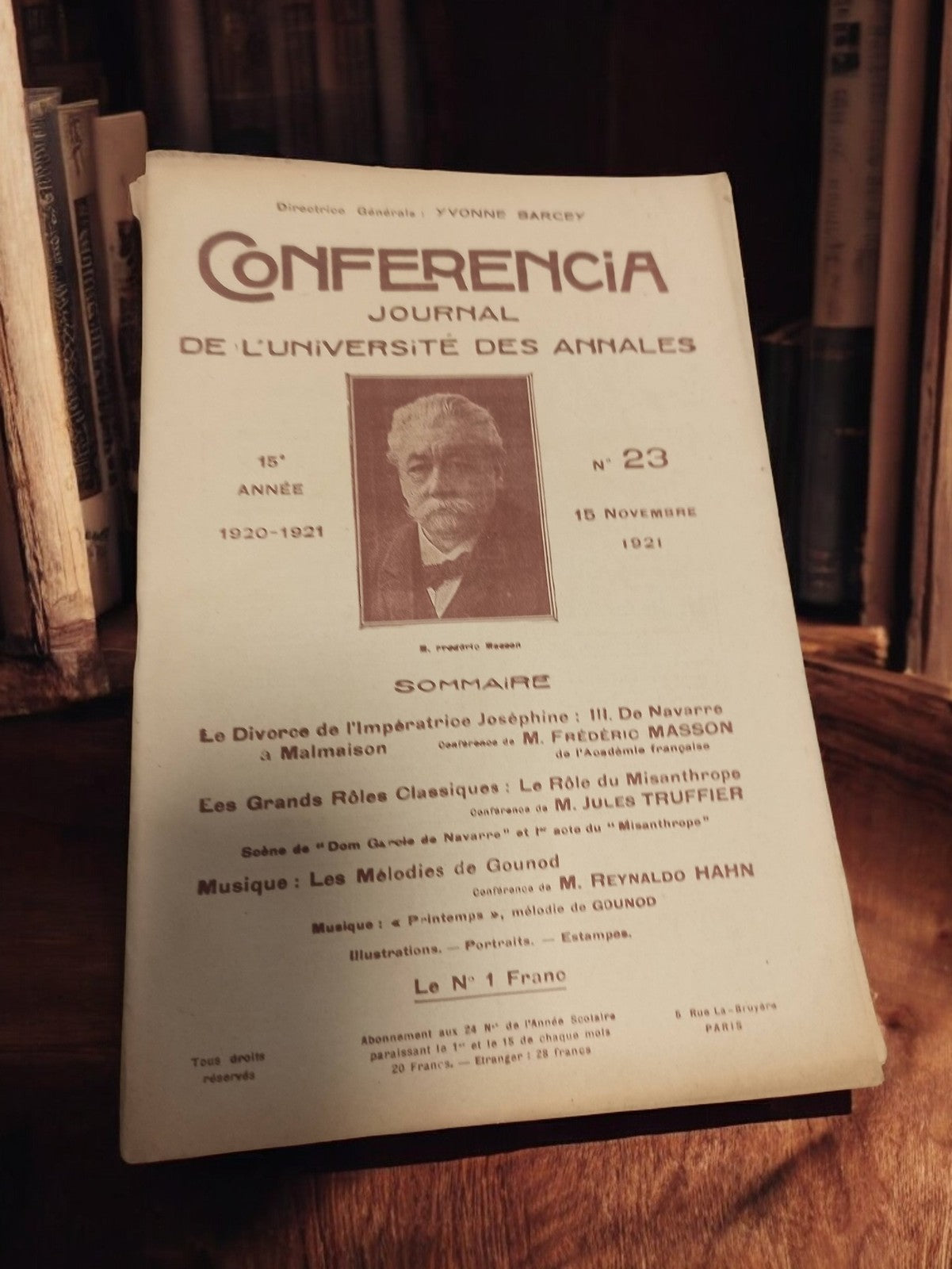 Ancien journal CONFERENCIA université des Annales 1921 vintage rétro papier