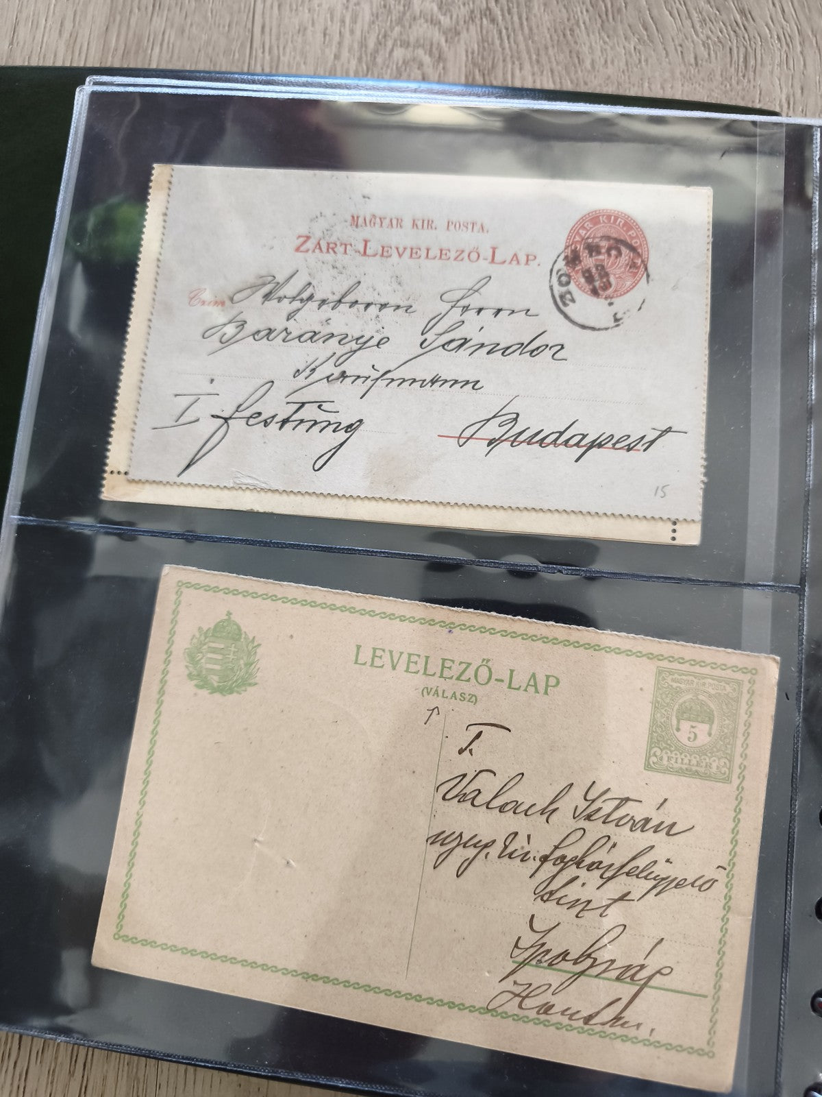 Lot 2 anciennes cartes postales Hongrie philatélie oblitérées timbre vintage