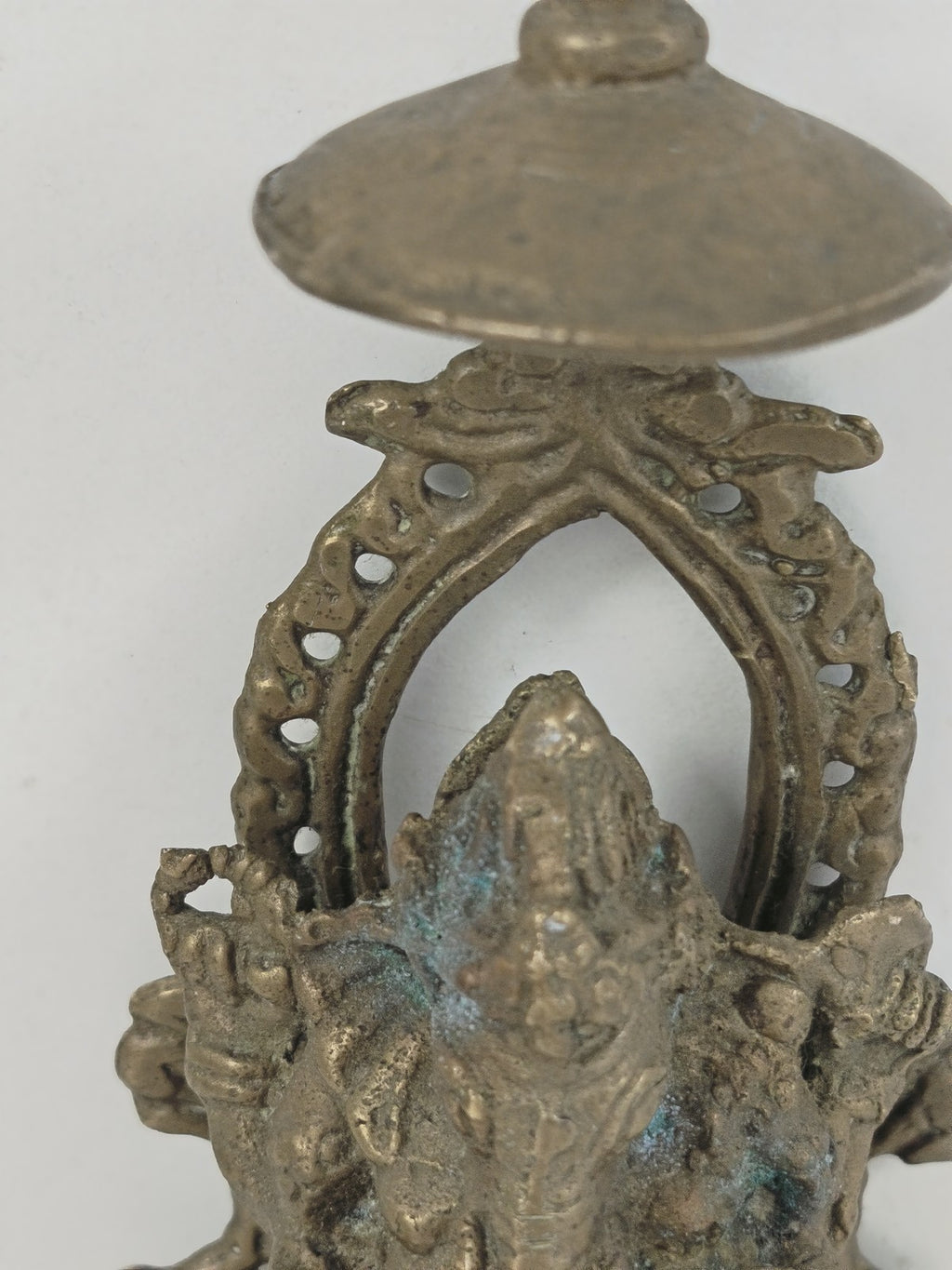 Ancienne statue Ganesh en bronze, style indien, patine d'époque, objet de collec