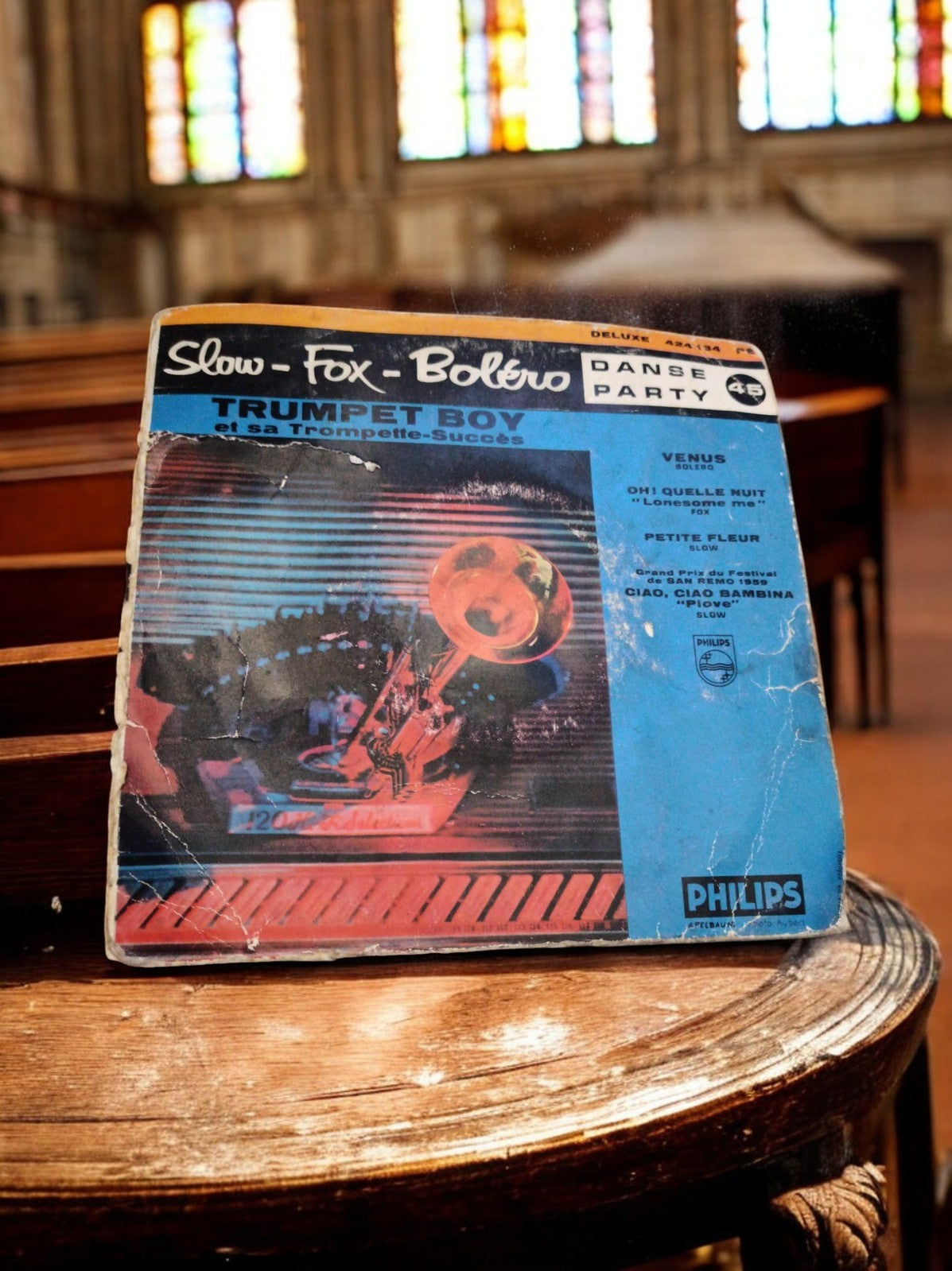 Vinyle 45 tours PHILIPS Trumpet Boy slow fox boléro vintage pochette bleue