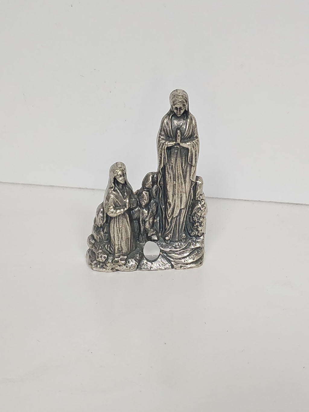 Ancienne statuette religieuse catholique en métal, vintage, objet de piété déco