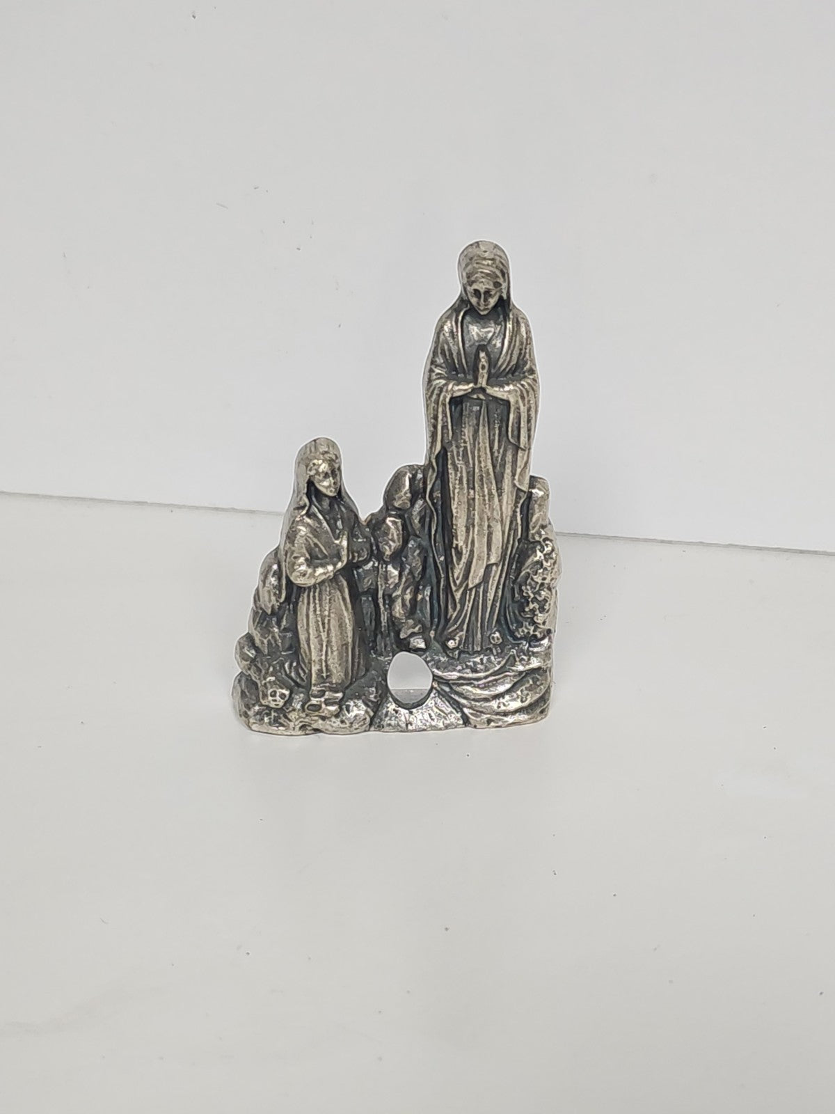 Ancienne statuette religieuse catholique en métal, vintage, objet de piété déco
