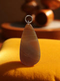 Pendentif goutte vintage agate naturelle, tranche pierre ancienne, bijou rétro