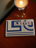 Plaque publicitaire Loto vintage années 80 – Logo rétro bleu blanc