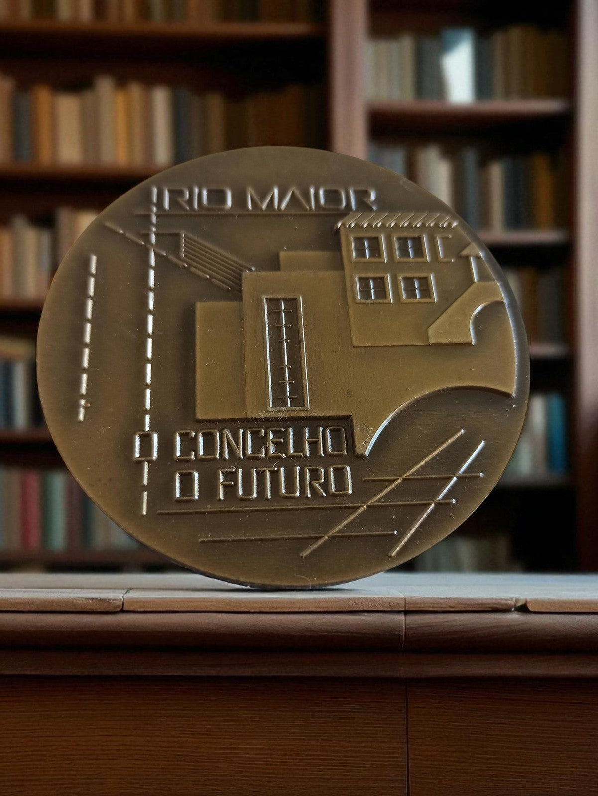 Médaille bronze vintage Rio Maior Portugal o concelho o futuro design