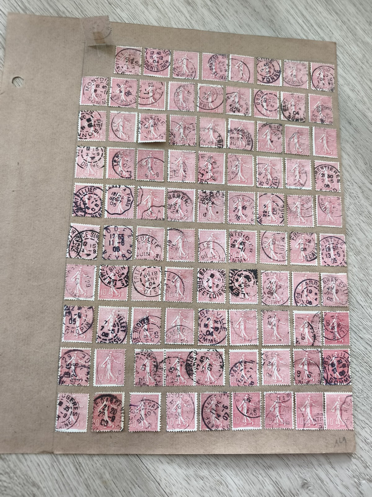 Gros lot ancien timbres d'étude Marianne 10c rose oblitérés philatélie collectio