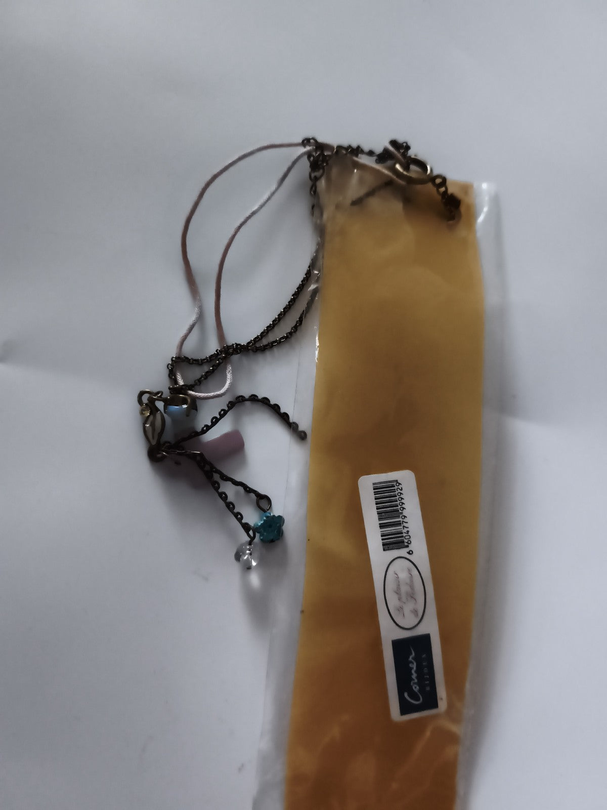 Collier vintage Coran bronze breloques pierres deadstock ancien magasin