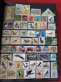 Classeur ancien de timbres oiseaux du monde, collection thématique, multicolore