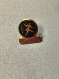 Vintage pin's Pimkie noir doré logo danseur, collection, mode rétro