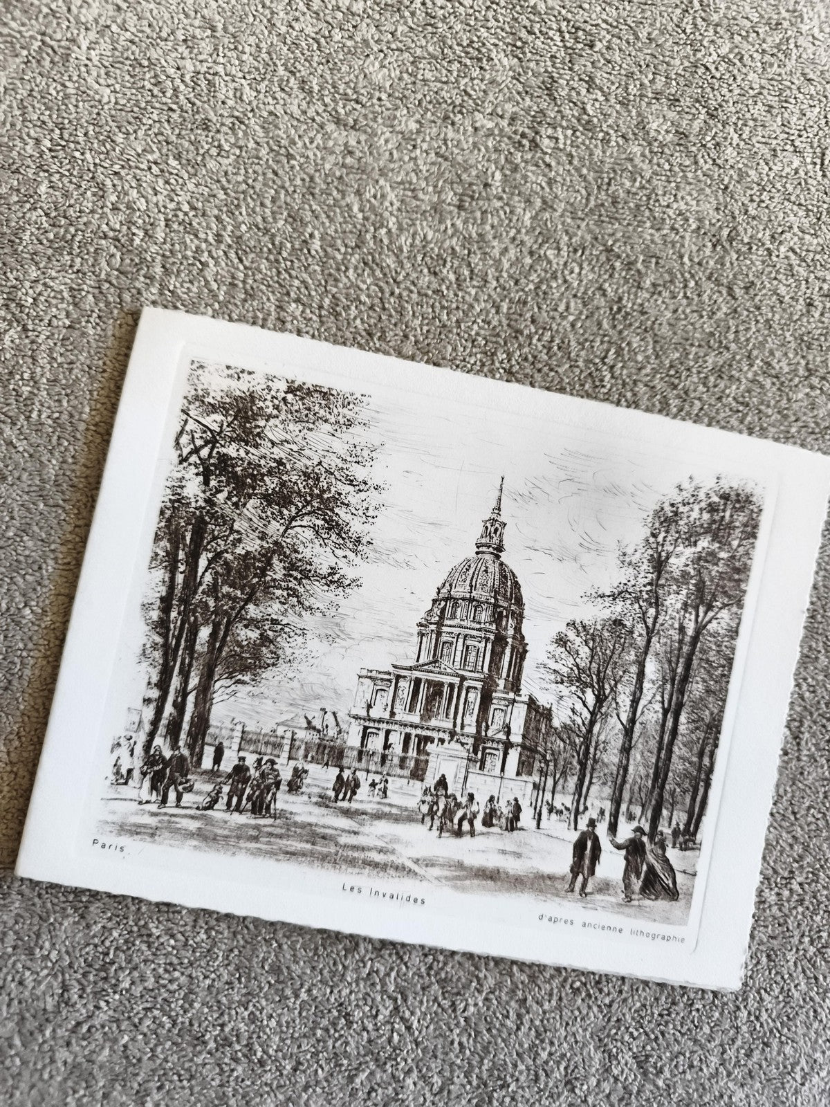 Carte postale Paris Les Invalides lithographie ancienne architecture