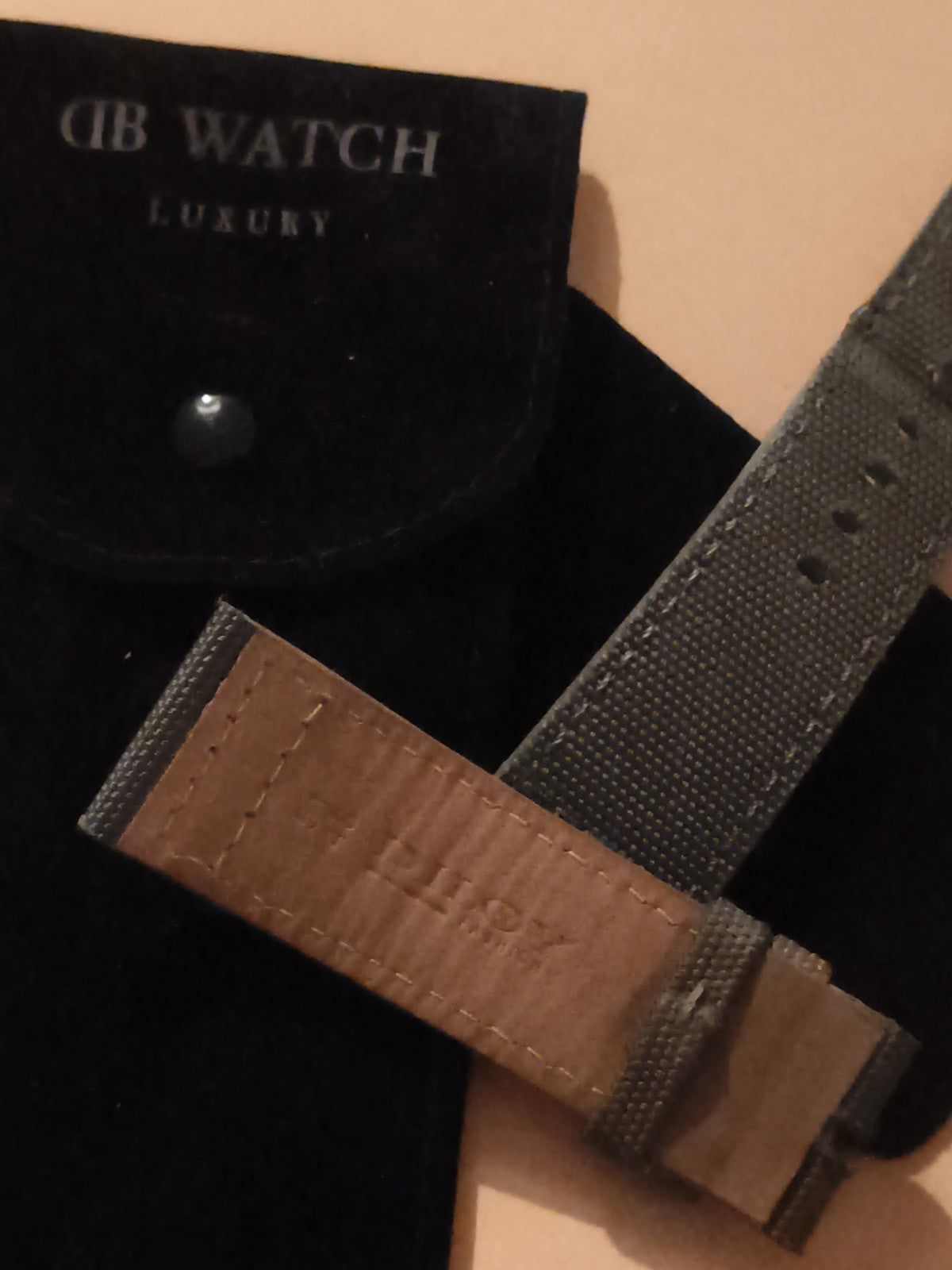 Bracelet montre DB Watch Luxury, textile et cuir, vintage, étui d’origine
