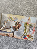 Carte postale illustrée CPA 1914-1916 allégorie Guerre drapeaux alliés