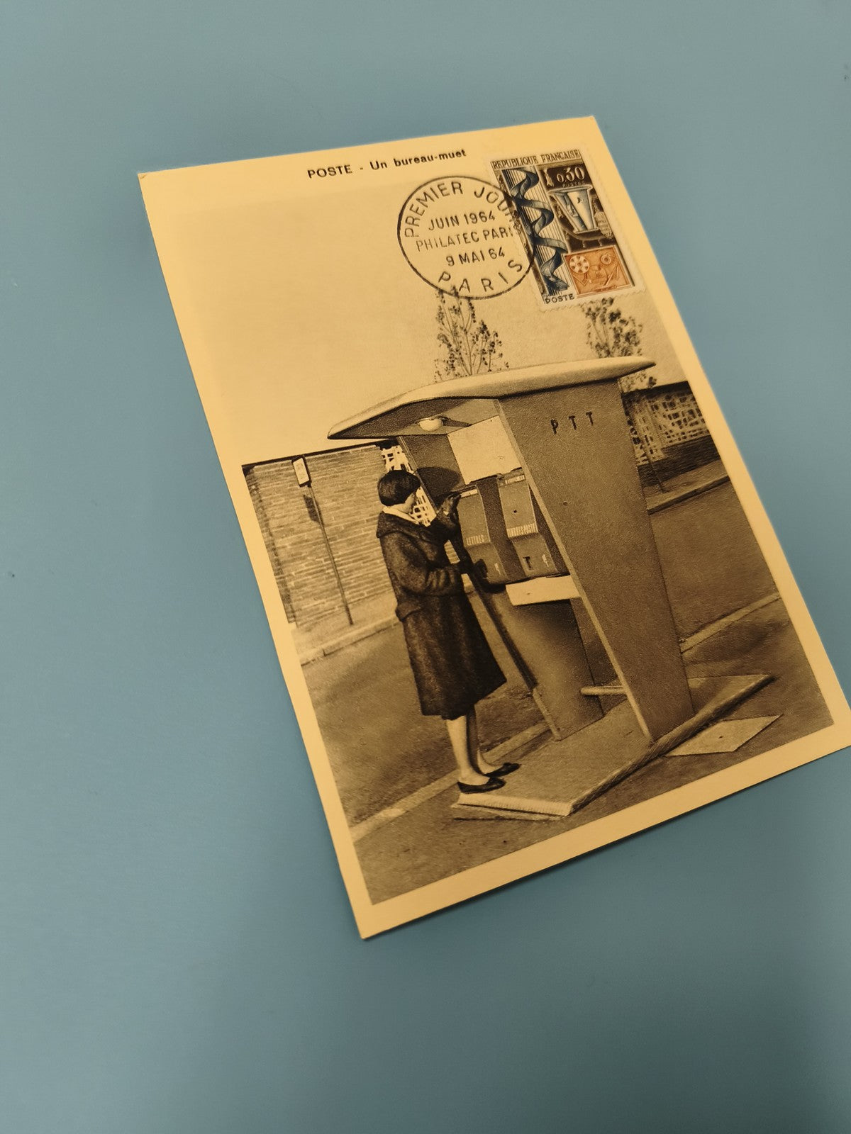 Enveloppe FDC Premier Jour 1964 Paris, illustration bureau-muet, timbres visible
