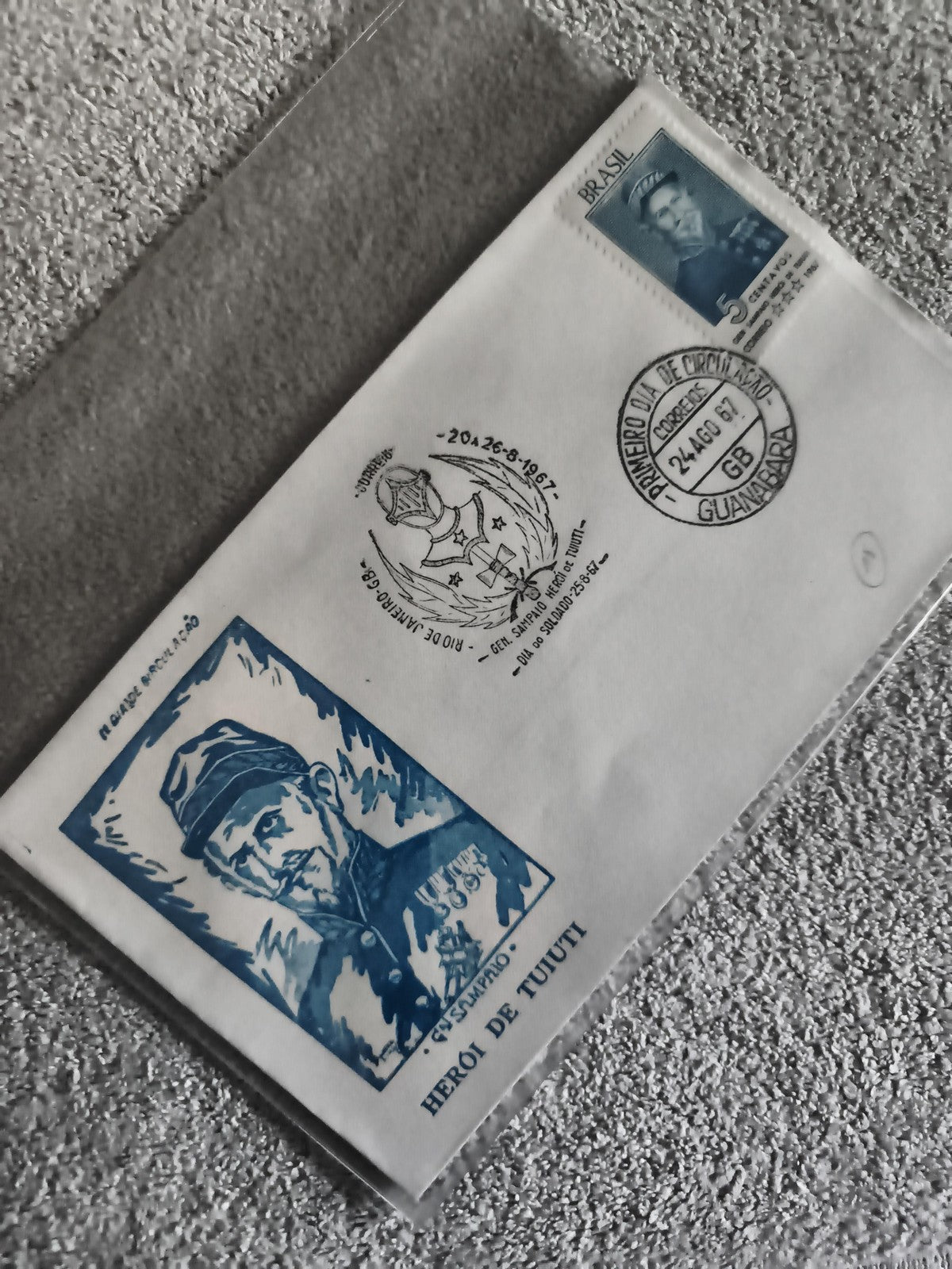 Lettre premier jour Brésil 1967 Heroi de Tuiuti timbre 5 cruzeiros philatélie