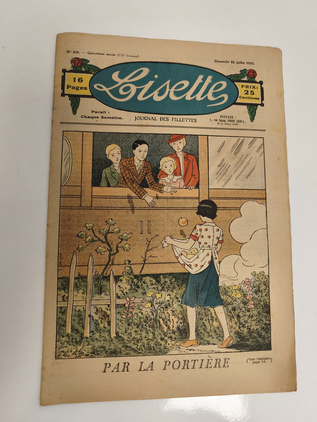 Journal Lisette ancien 1935, 16 pages, couverture illustrée, vintage fillettes
