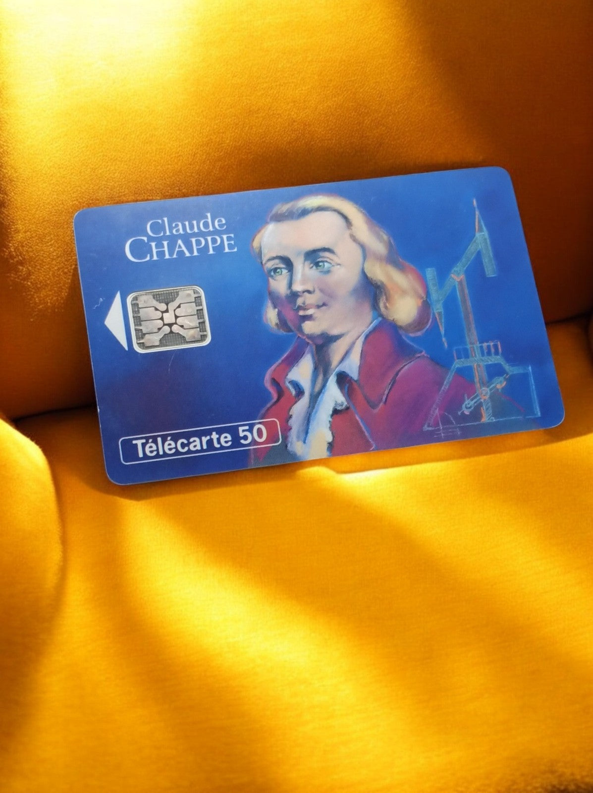 Carte téléphonique vintage Télécarte 50 Claude Chappe puce bleue