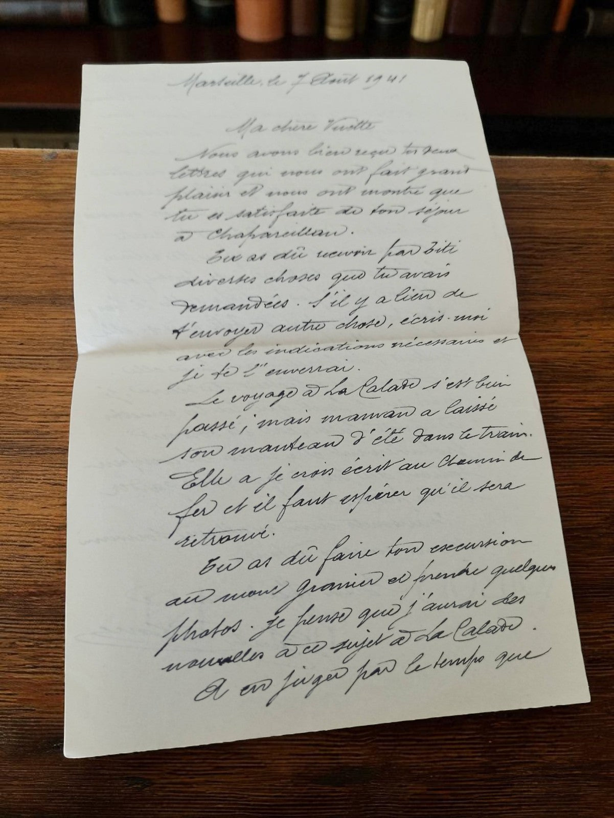 Lettre manuscrite ancienne 1941 Marseille époque Seconde Guerre mondiale vintage