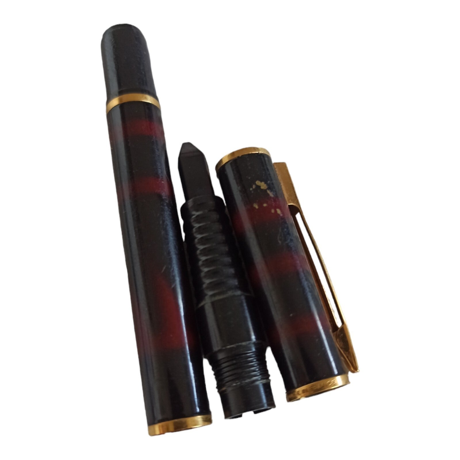 Stylo plume Waterman vintage, finition marbrée et attributs dorés