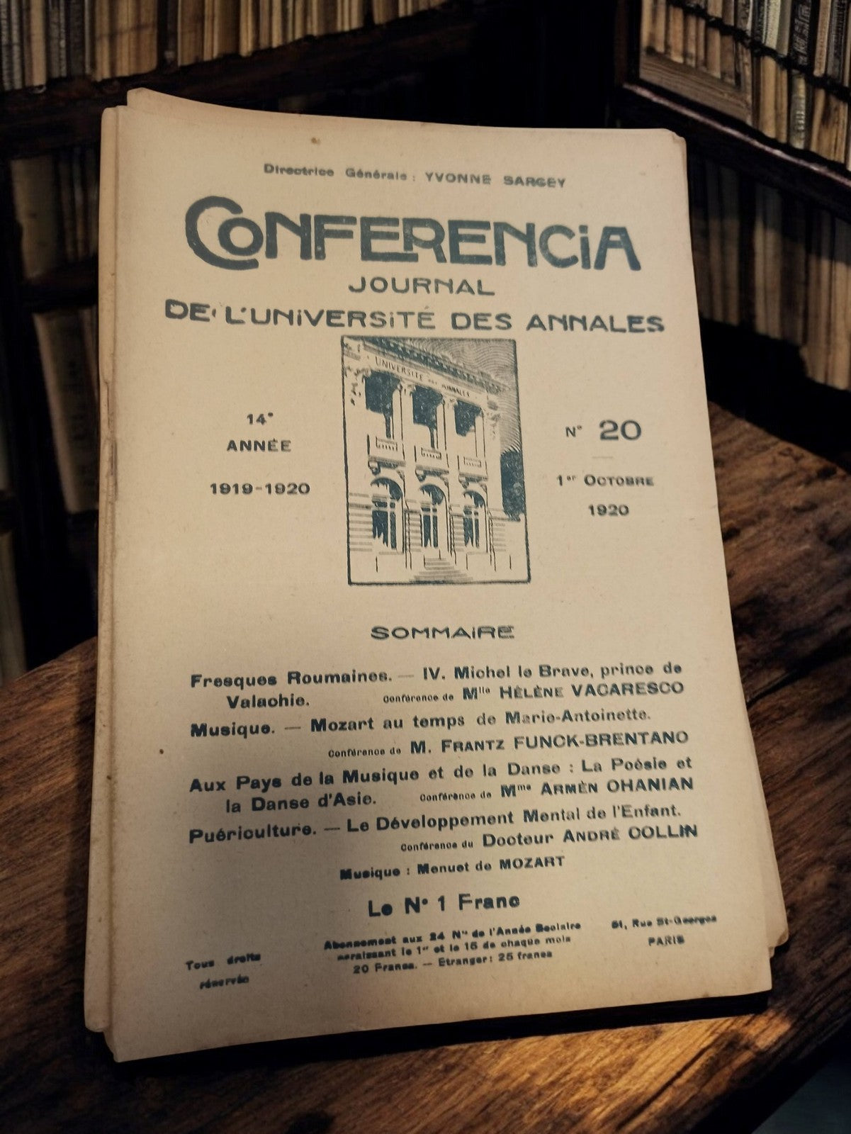 Revue universitaire ancienne 1920 Conférencia Université des Annales Paris rétro