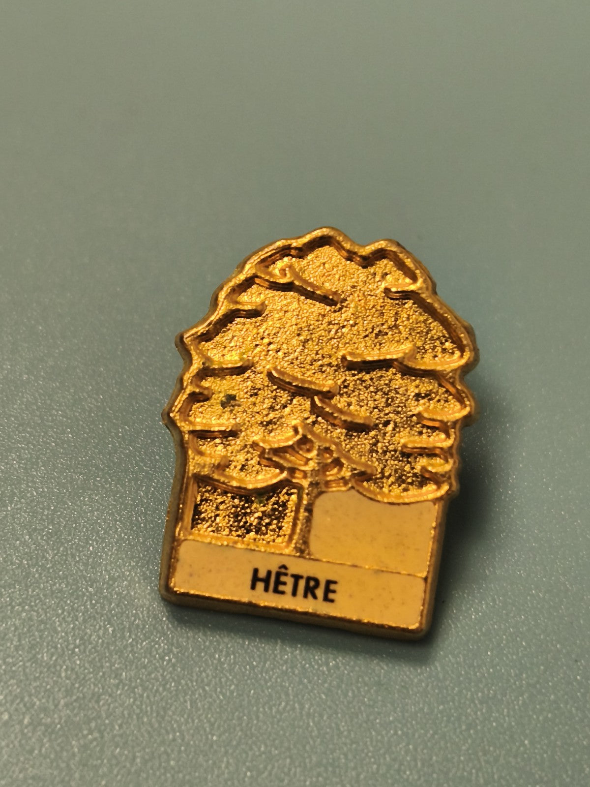 Vintage pin's arbre hêtre doré, émaillé, collection nature (Ref 8)