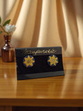 Boucles d’oreilles vintage Incomparable motif étoile bleu jaune clip rétro