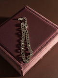 Bracelet vintage en métal argenté, maillons larges rétro, bijou ancien