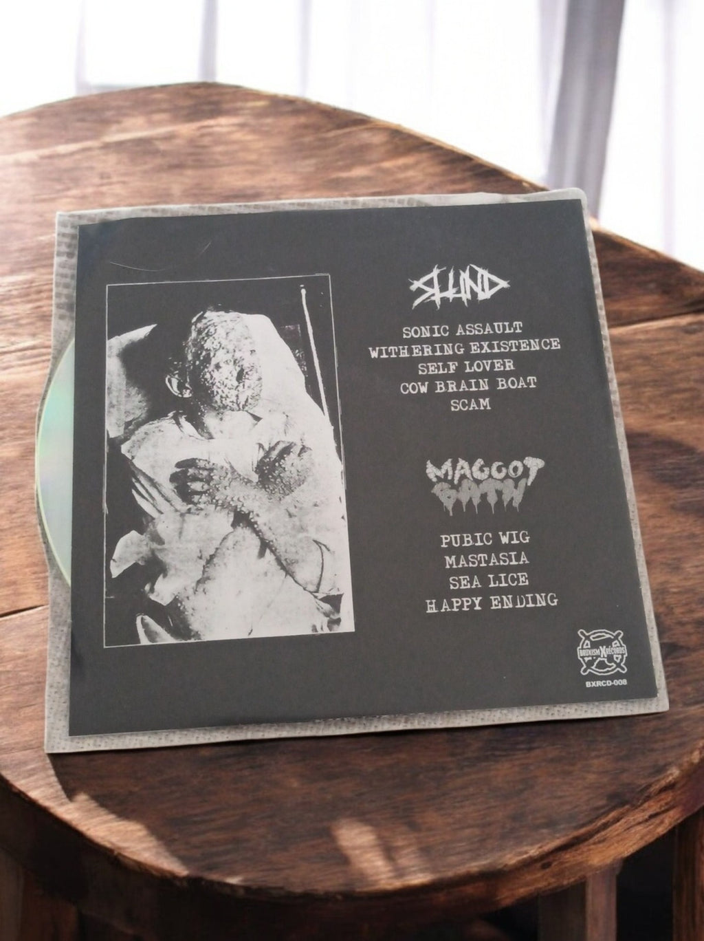 CD démo Maggot Bath Blind goregrind grindcore ultra-rare visuel noir et blanc