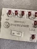 Lettre recommandée Maroc Fès timbres Roi Hassan II philatélie cachet 1958