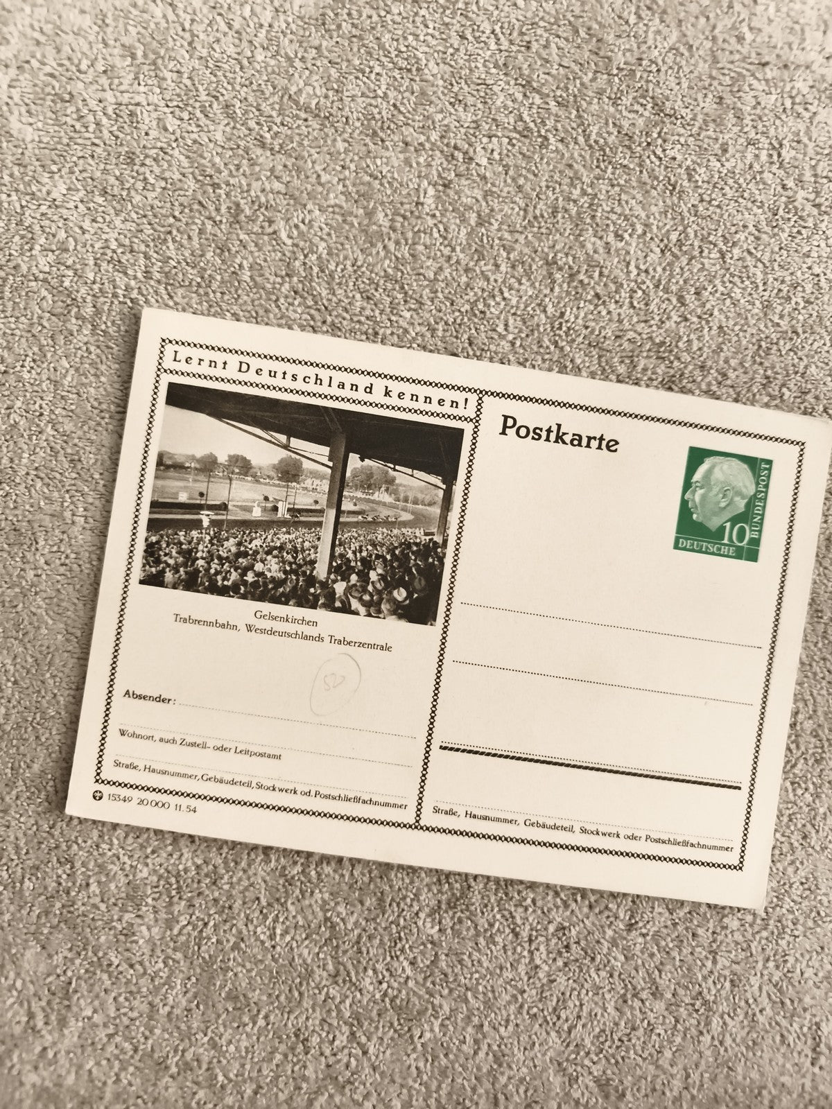 Carte postale timbrée Allemagne Gelsenkirchen Trabrennbahn philatélie