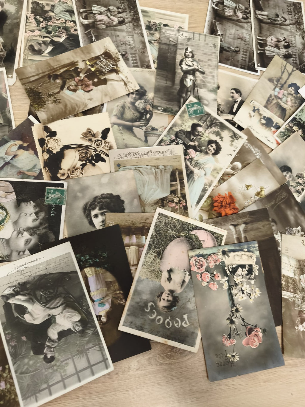 Gros lot cartes postales anciennes CPA v?ux, scènes vintage, enfants & fleurs