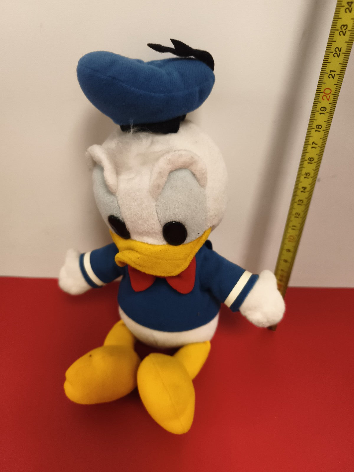 Peluche Donald Duck Disney Tokyo officielle, bleu blanc jaune, nœud rouge