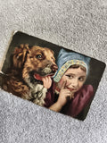 Carte postale illustrée enfant bonnet bleu chien CPA
