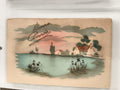 Carte postale ancienne Bonne Année aquarellée paysage maison vintage