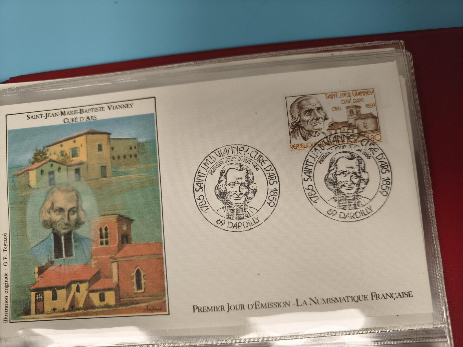 Enveloppe FDC Premier Jour Saint Jean-Marie Vianney illustration couleur et timb