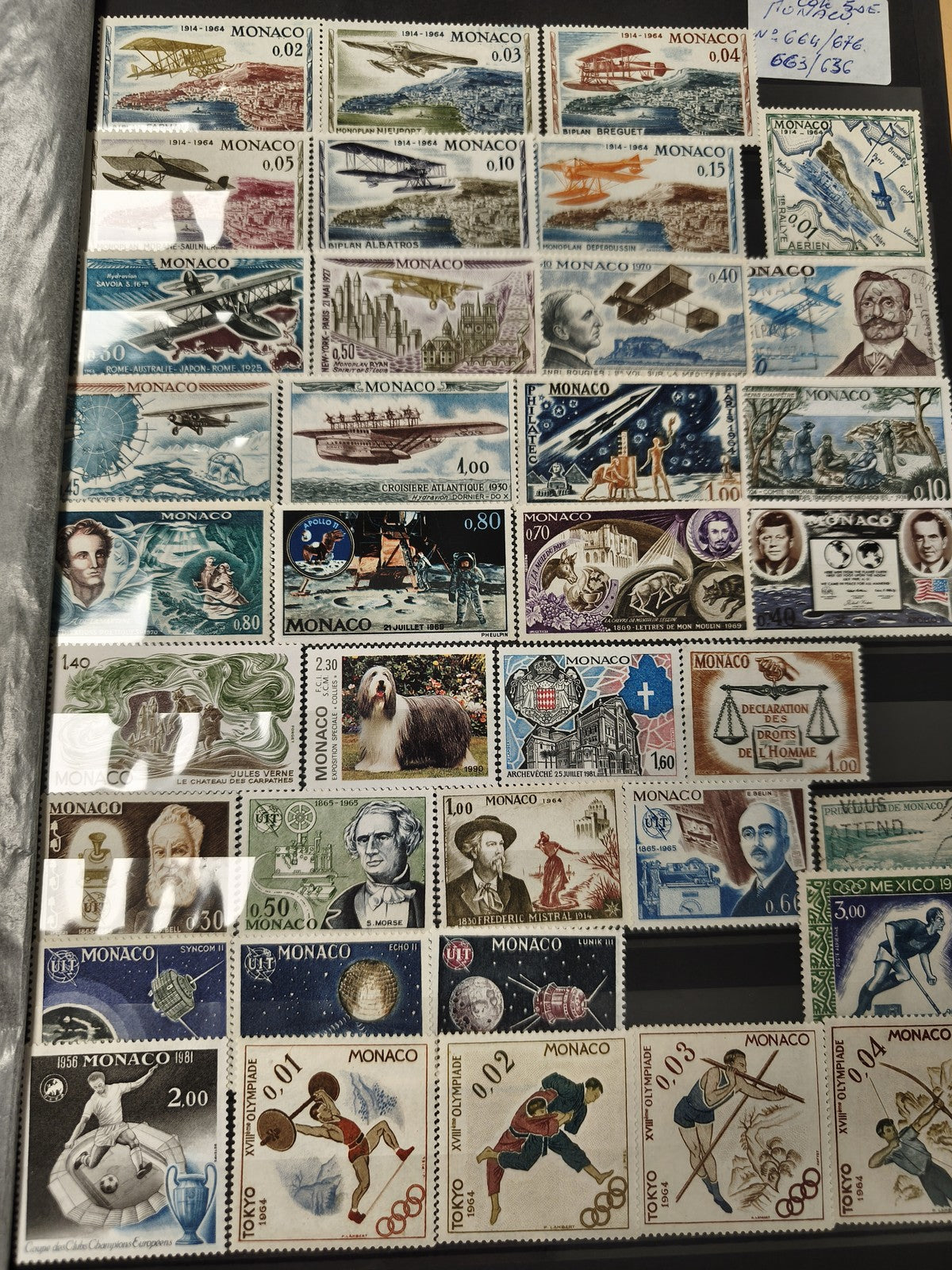 Lot de timbres Monaco multithèmes aviation sport animaux paysages (support non i