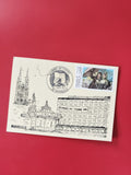 Carte postale philatélie Marseille, illustration monuments, timbre oblitéré