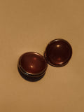 Paire boucles d'oreilles vintage rondes cabochon bordeaux style rétro